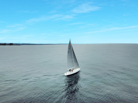 Photo of the Pegasus Racing J-E100 — Main and Jib sailing starboard tack