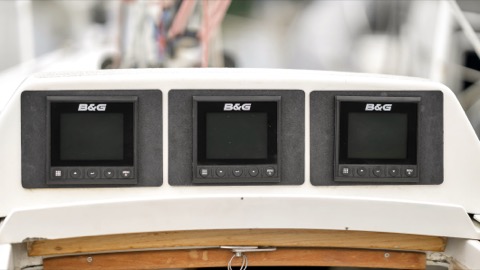 Photo of the Pegasus Racing J-E100 — 3 cabin top B&G displays