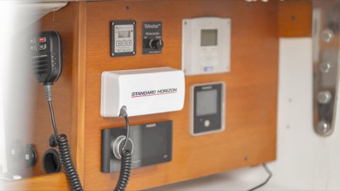 Photo of the Pegasus Racing J-E100 — VHF, Stereo, Ocean Volt display, house battery display, navigation and mast light controls