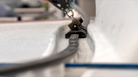 Photo of the Pegasus Racing J-E100 — Custom self tacking jib track